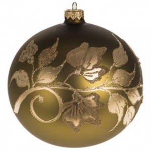 Addobbo albero vetro dorato dipinto 15 cm