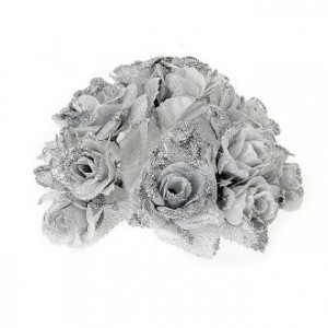 Girocandela rose glitter argentato addobbo Natale