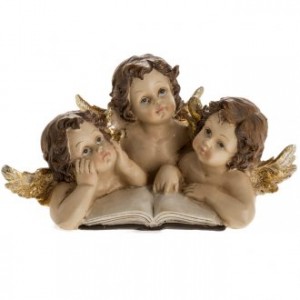 Tre angioletti con libro decoro natalizio