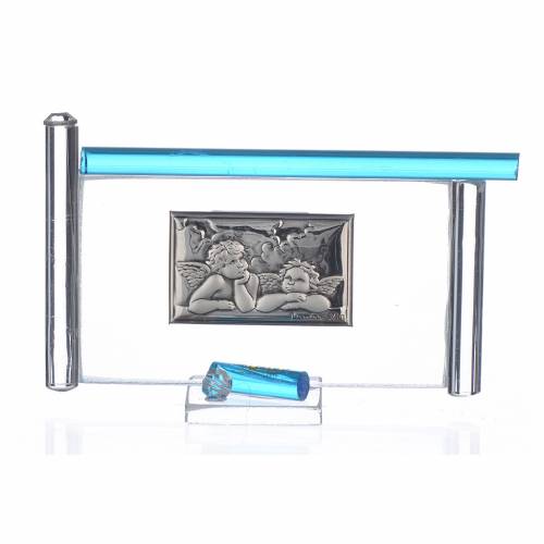Quadro Angeli Argento e vetro Murano Acquamarina