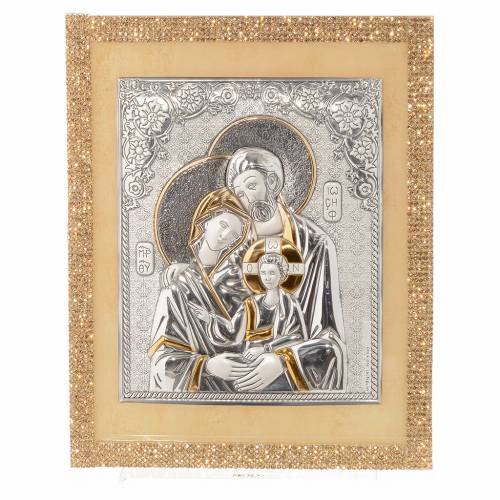 Quadro Sacra Famiglia Swarovski Oro e Argento