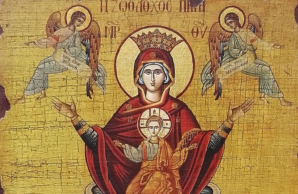 Icona russa dipinta découpage La Fonte di Vita 40x30 cm