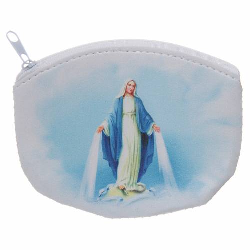 portarosario bianco con immagine della madonna miracolosa