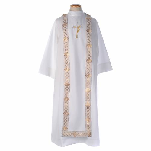 saio prima comunione bianco scapolare gallone ricamo croce