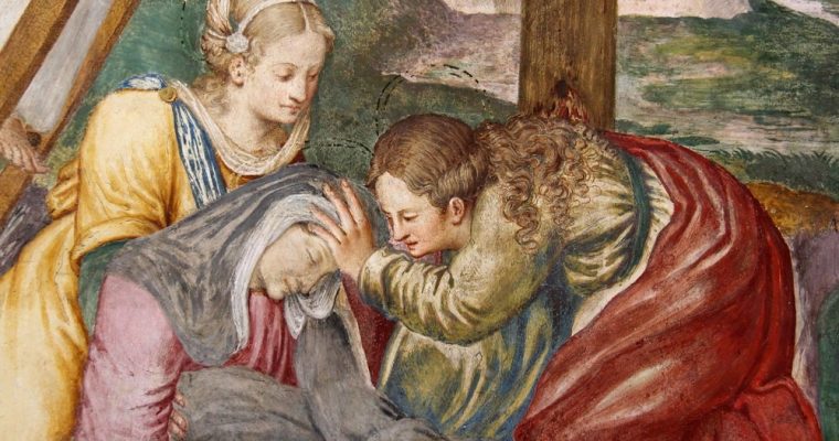 Pie donne: le tre Marie presenti sotto la croce di Gesù