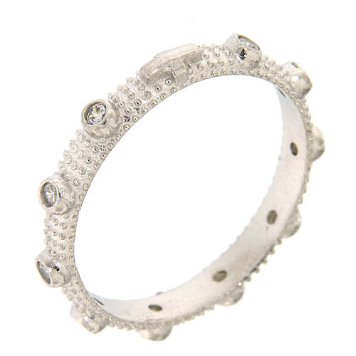anello rosario slim argento 925 zirconi bianchi