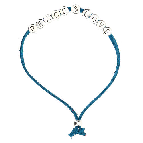 bracciale peace and love alcantara turchese