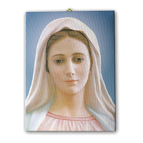 quadro su tela pittorica madonna di medjugorje 25x20 cm