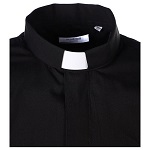 camicia clergyman manica lunga misto cotone nera 150x150