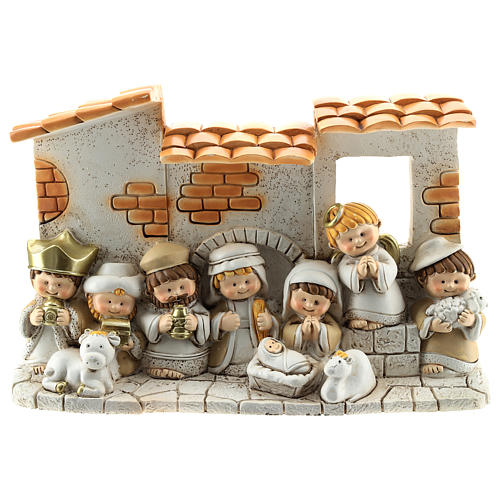 presepe casolare resina 10 personaggi 10x15 cm linea bambini