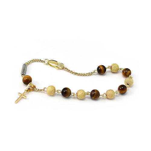 bracciale decina ghirelli occhio di tigre argento placcato oro giallo
