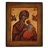 icona madonna perpetuo soccorso dipinta stile russo antichizzata 25x20 cm