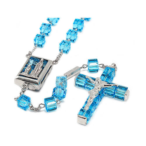 rosario ghirelli cristallo zaffiro argento rodiato lourdes grani 6 mm