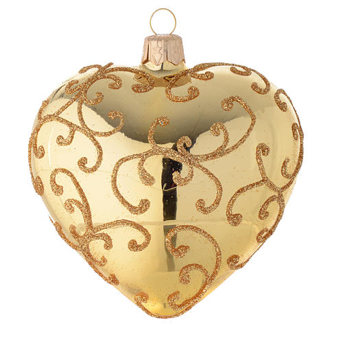 addobbo cuore vetro decoro arabesco 100 mm
