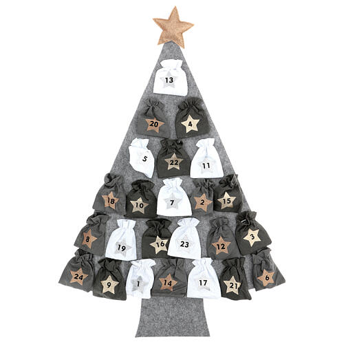 calendario avvento albero grigio sacchetti 120 cm