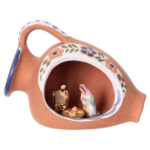 nativita 2 cm dentro anfora 10x10x5 cm in ceramica deruta con decorazioni blu