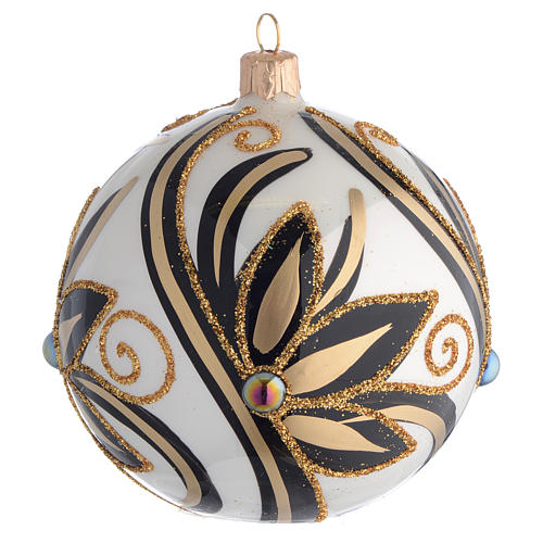 pallina di natale nero oro lucido 100 mm