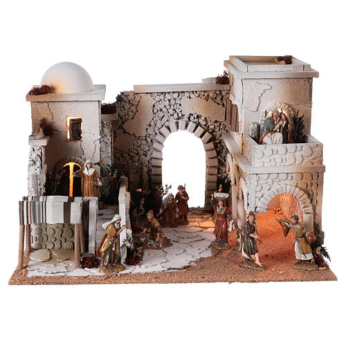 presepe arabo mercato statue pastori moranduzzo 10 cm 35x50x40 cm