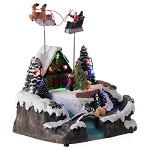 villaggio babbo natale luci musica torrente 25x20x20 cm