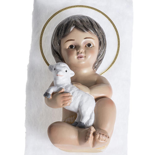 bambinello gesso con agnello 15 cm