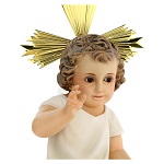 bambinello statua pasta legno veste panna 35 cm dec. elegante