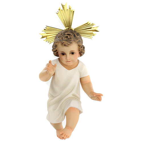 bambinello statua pasta legno veste panna 35 cm dec. elegante