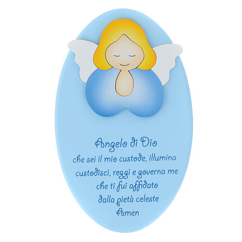 quadro ovale angelo di dio celeste legno azur