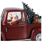sfera di vetro neve furgone di babbo natale 15x30x10 cm