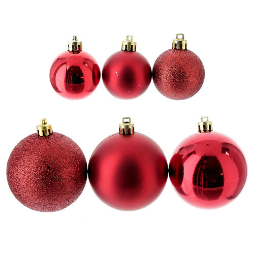 set decoro albero di natale rosso 38 palline 60 mm