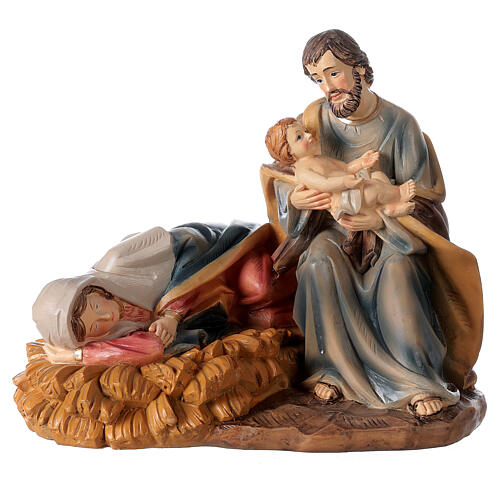 natività sdraiata 20 cm composizione in resina dipinta