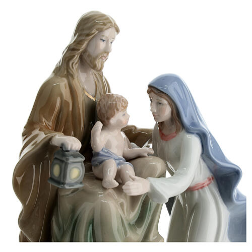 sacra famiglia porcellana navel colorata 18 cm