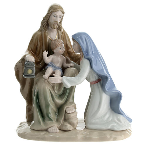 sacra famiglia porcellana navel colorata 18 cm
