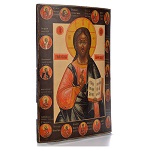 icona russa antica pantokrator e santi scelti xix sec