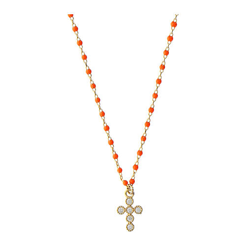 collana agios microsmalti arancioni argento 925 dorata