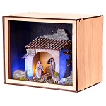 nativity box con natività dipinta a mano 20x25x20cm presepe 6 cm 150x150