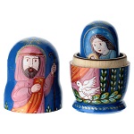 matrioska natività blu 3 bambole 10 cm