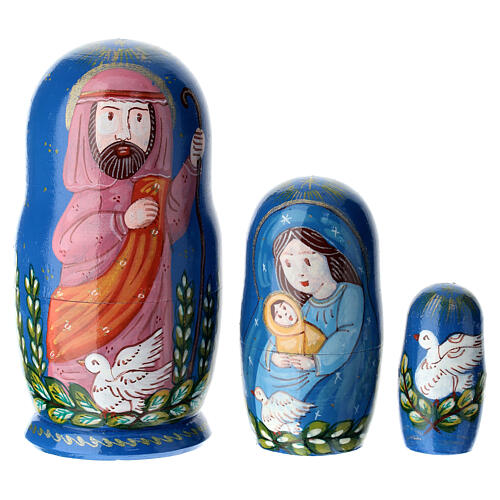 matrioska natività blu 3 bambole 10 cm