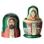 matrioska verde natività 10 cm dipinta a mano