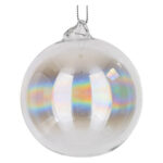 pallina di vetro iridescente 80 mm ricciolo