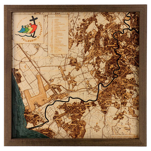 mappa legno rilievo roma giubileo 35x35 cm ed limitata