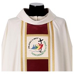 casula gotica slabbinck avorio con stolone rosso dupion lusso giubileo 2025