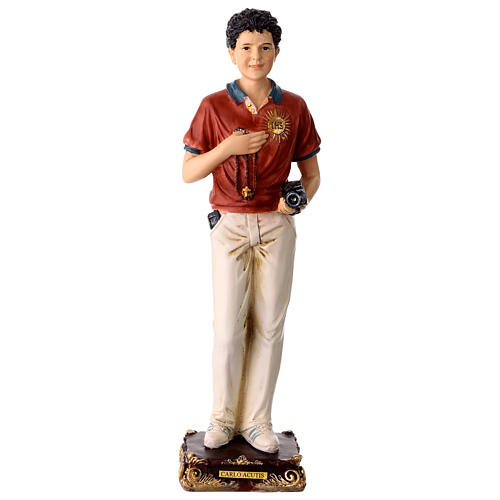 carlo acutis statuetta resina colorata 30 cm