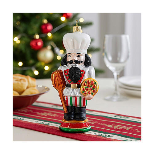decorazione natalizia albero nutcracker italiano vetro soffiato altezza 13 cm