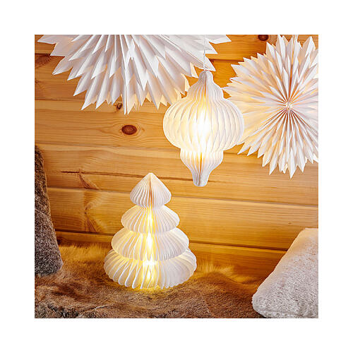 albero carta bianca fsc mix 100 micro led bianco caldo 48 cm