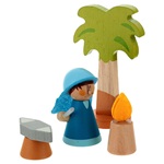 presepe sevi capanna degli artigiani 9 pz legno dipinto 7 cm