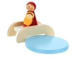 presepe sevi ponte sul laghetto 11 pz legno dipinto 6 cm