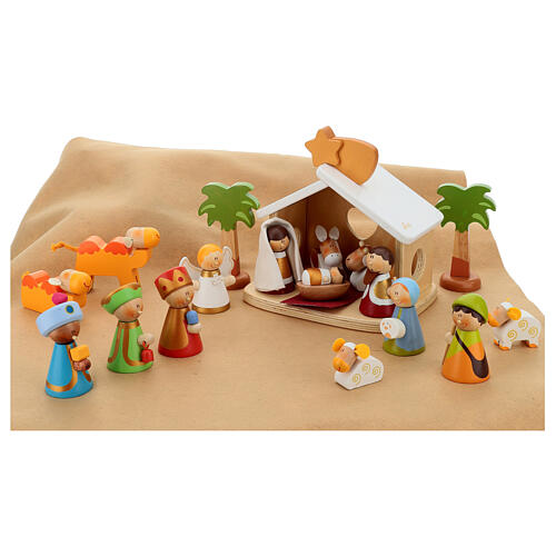 set presepe completo 20 pz. sevi legno dipinto 6 cm