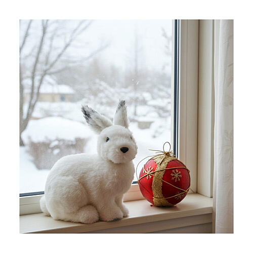 coniglietto bianco addobbo natale 30x15x30 cm