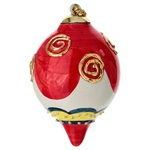 palla goccia albero natale ceramica rossa onde avorio oro dipinta 8 cm dellarte ceramiche