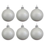 palline 6pz natale bianco lucido vetro soffiato 60 mm